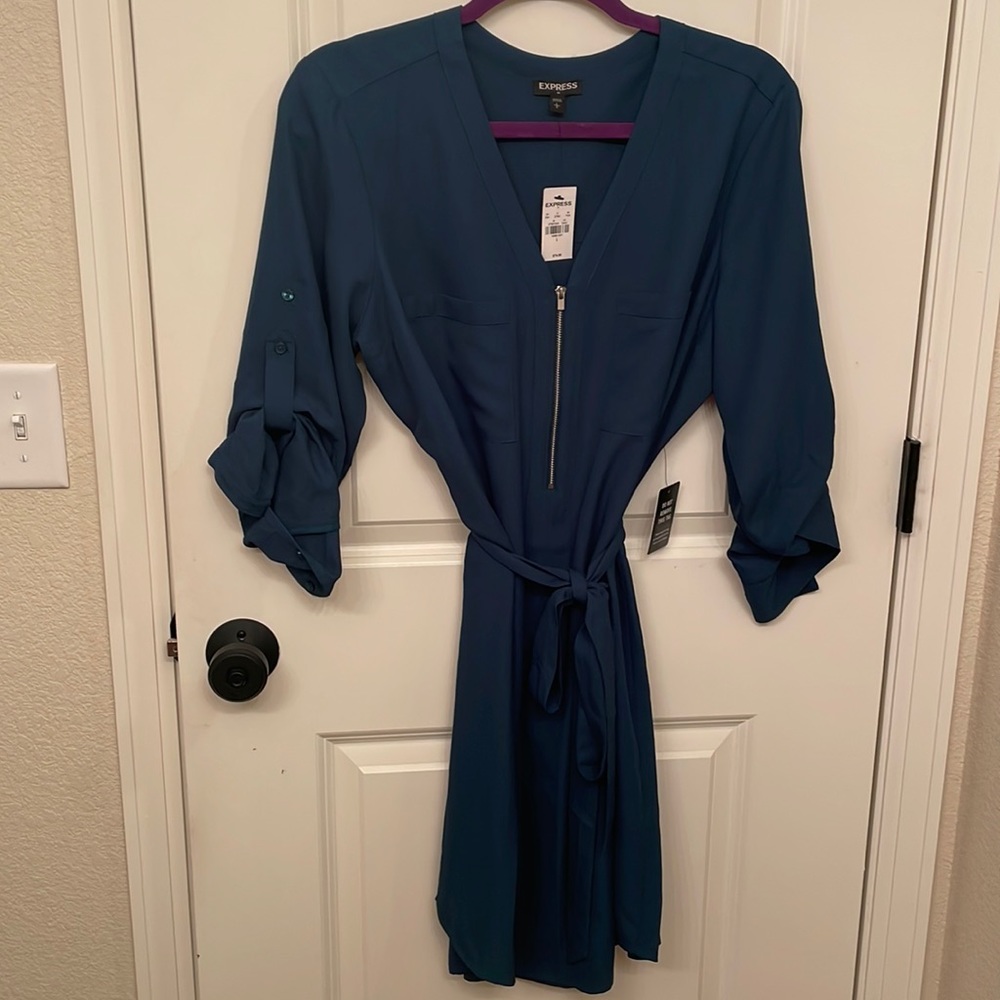 Dark teal express shirt dress